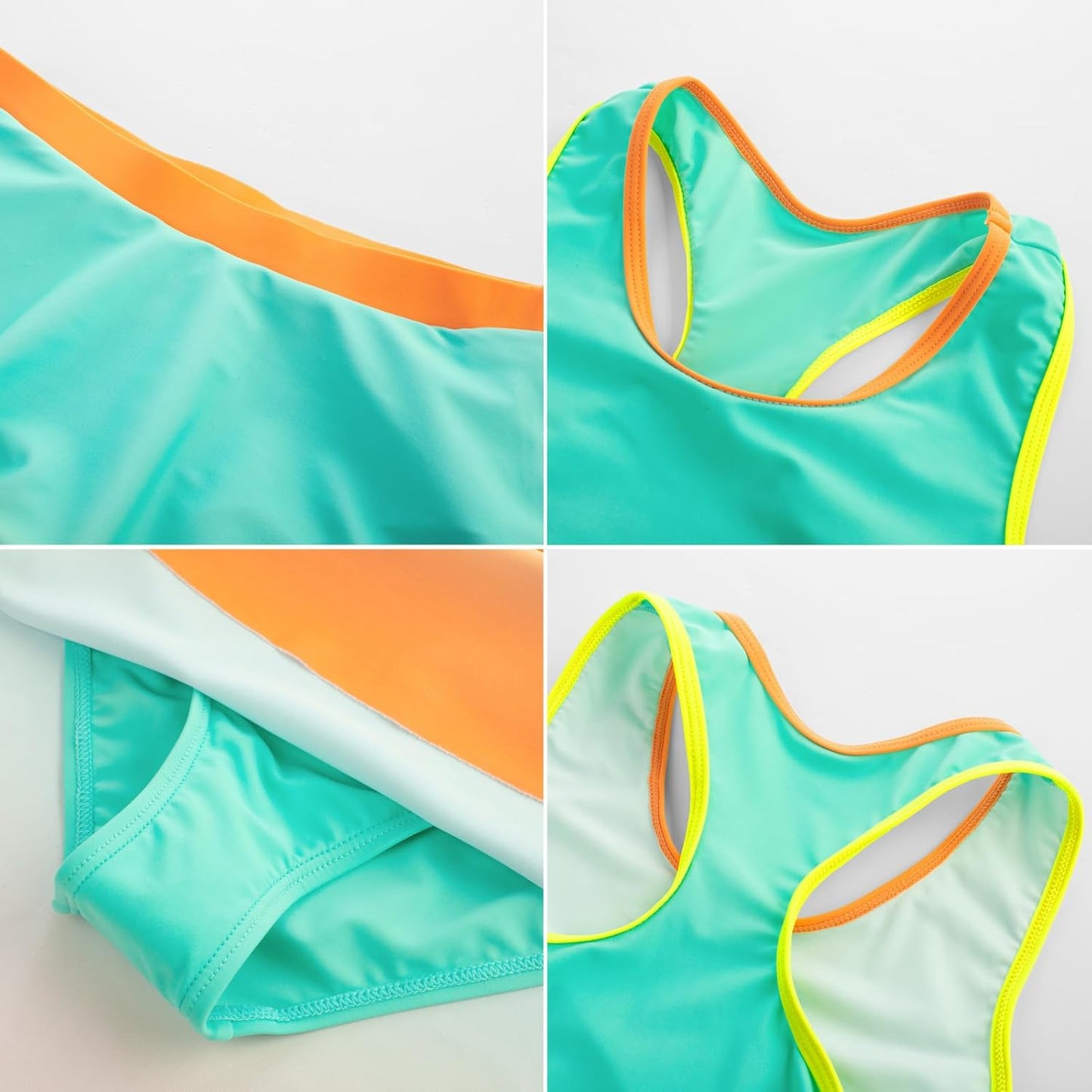 Girls Rash Guard Swimsuit 3 Pieces Long Sleeve Bathing Suit Tankini Swimwear 5-12 Years