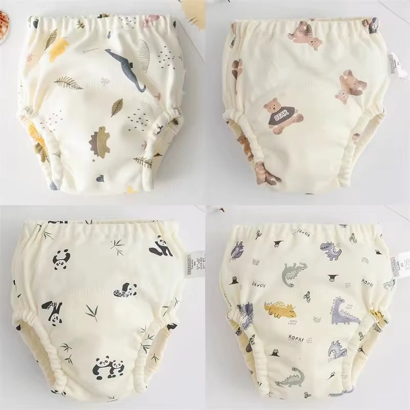 4PCS Baby Waterproof Diapers Pee Shorts Underwears Reusable Soft Ecological Cotton Toddler Potty Training Pants for Boys Girls