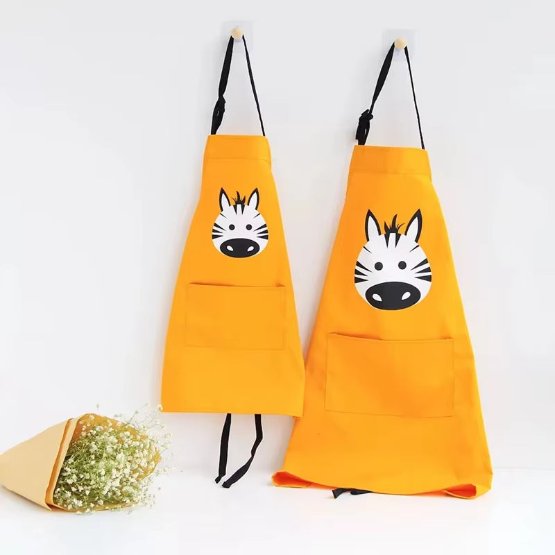 Kids Cartoon Apron Kitchen Apron Waterproof Cotton Linen Cloth Restaurant Cooking BBQ Bib Kids Apron Home Cleaning Tools