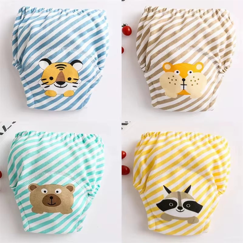 4PCS Baby Waterproof Diapers Pee Shorts Underwears Reusable Soft Ecological Cotton Toddler Potty Training Pants for Boys Girls