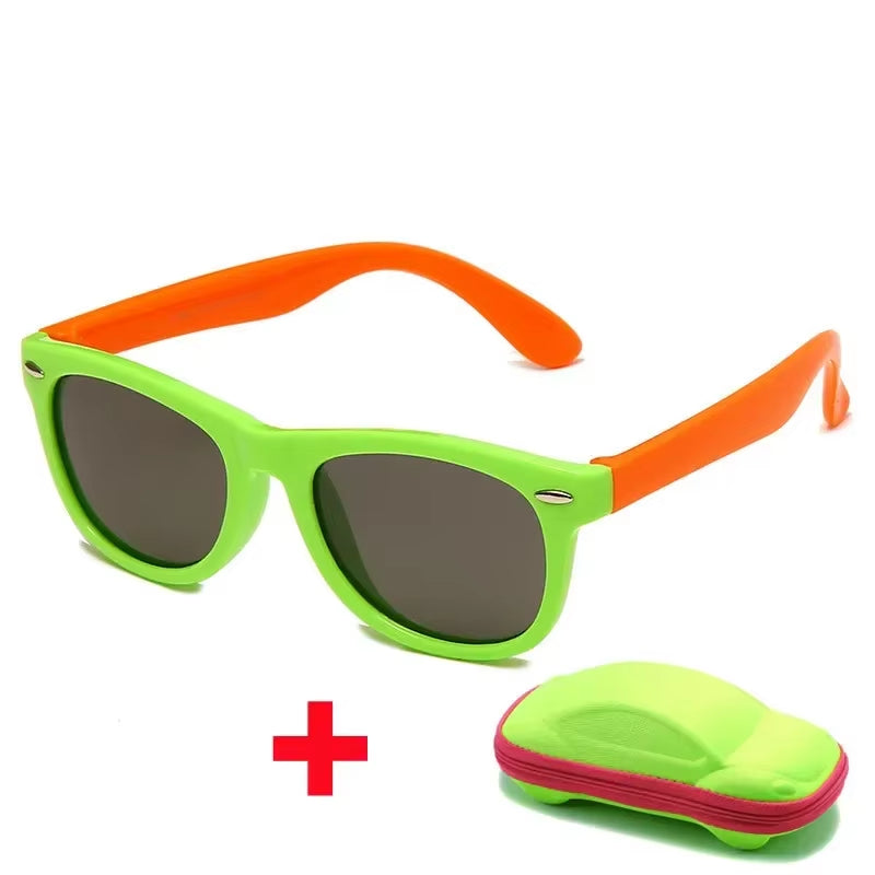 Baby Silicone Sunglasses with Glasses Box Boys Girls Outdoor Goggles Sun Glasses AC Lens Safety Glasses and Cases Gift for Kids
