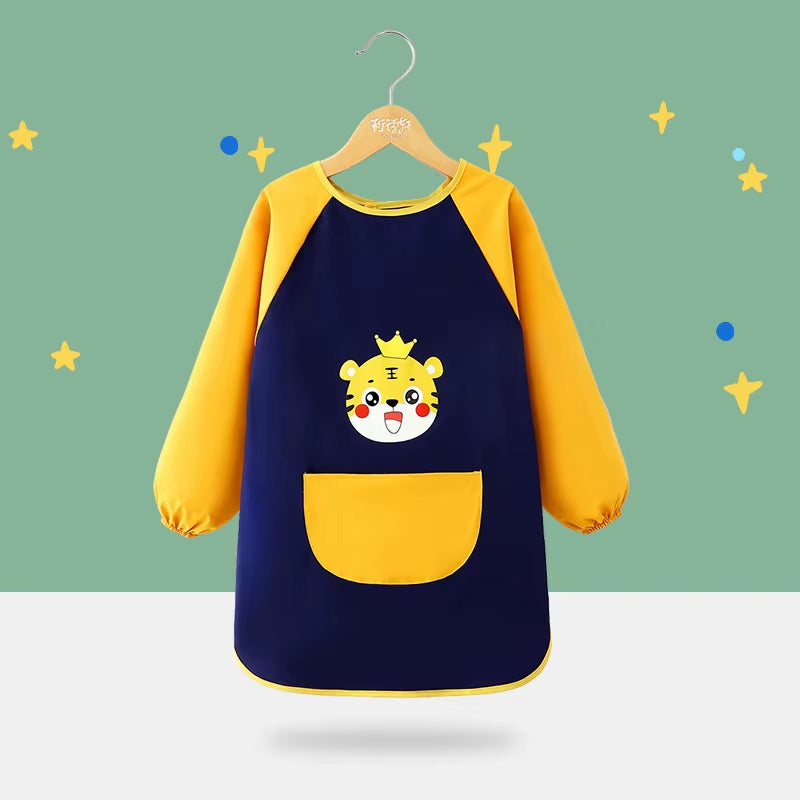Children'S Waterproof Drawing Clothes Kindergarten Cover Dining Bib Waterproof Reverse Dressing Boys' and Girls' Aprons