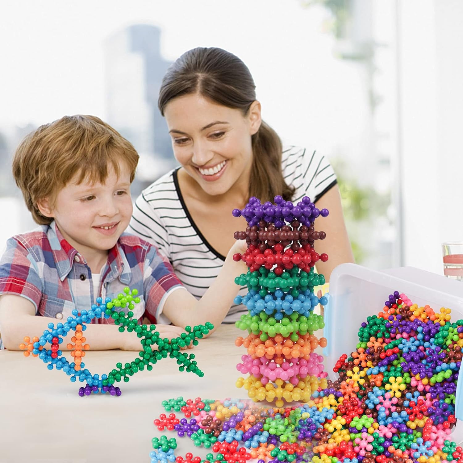 600 PCS Building Blocks Connect Toys,Interlocking Solid Plastic Educational Toys Sets for Preschool Kids Boys and Girls Aged 3+, Promote Fine Motor Skills and Sensory Development.