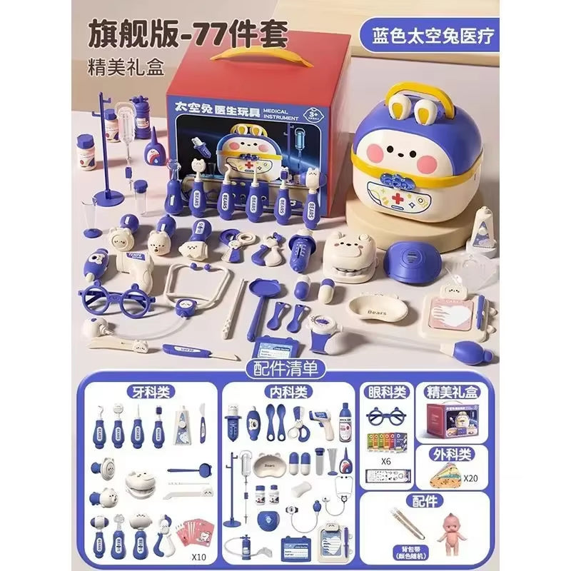 Bunnies Doctor Toys for Kids Hospital Nurse Doctor Role Play Kit Medical Dentist Kit Play Set Educational Toy Gift for Boy Girl