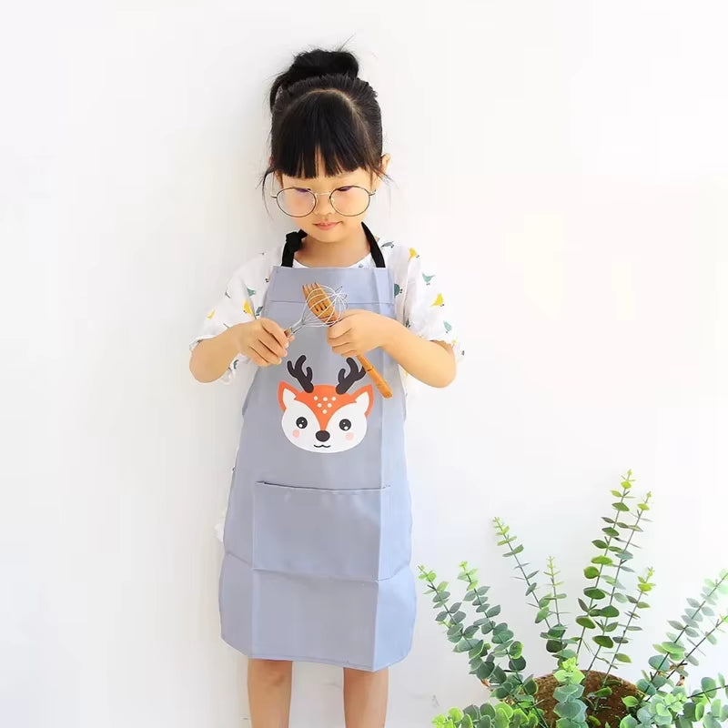 Kids Cartoon Apron Kitchen Apron Waterproof Cotton Linen Cloth Restaurant Cooking BBQ Bib Kids Apron Home Cleaning Tools