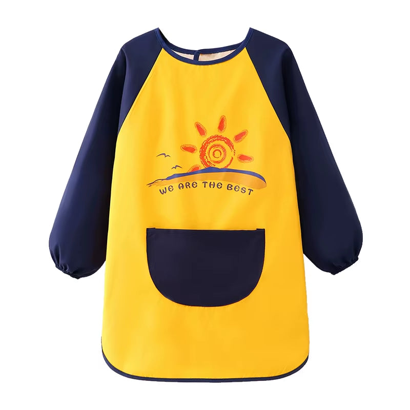 Children'S Waterproof Drawing Clothes Kindergarten Cover Dining Bib Waterproof Reverse Dressing Boys' and Girls' Aprons