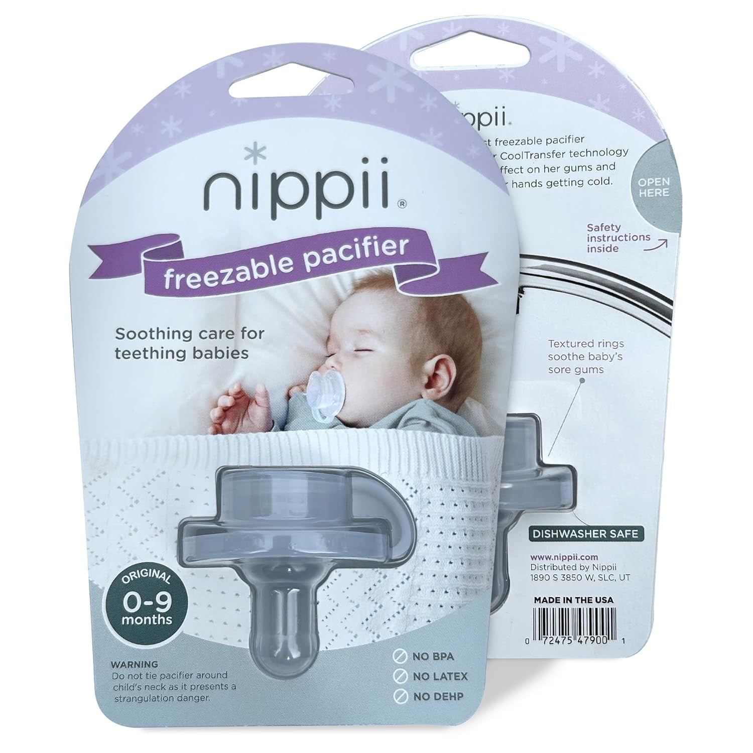 Freezable Pacifier for Teething - Silicone Teething Pacifier for Baby Teething Relief - Safe Infant Pacifier with Cooling Effect - Easy to Clean & Medical Grade BPA Free - for Babies 0-9 Months