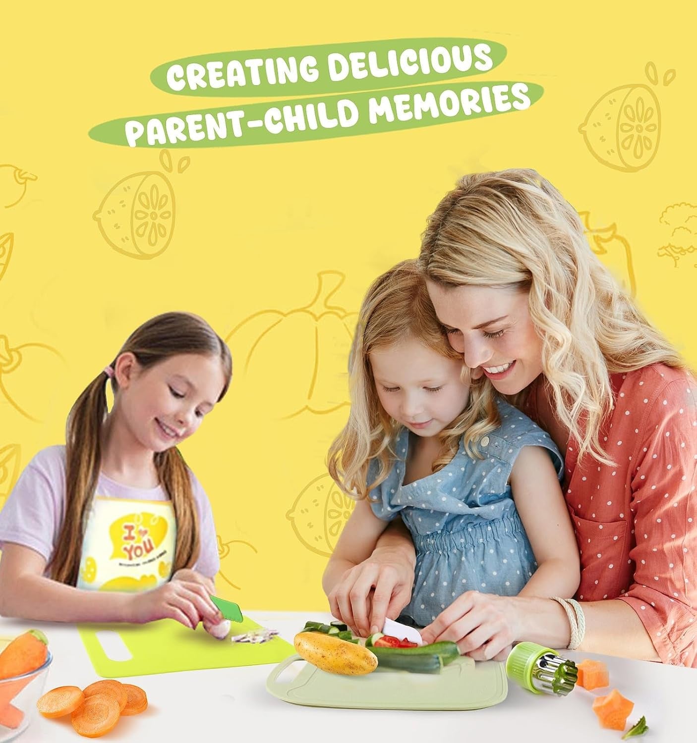 31PCS Kids Knife Set for Real Cooking - Toddlers Montessori Kitchen Tools Stocking Stuffers Toys for Boys & Girls Age 4+ Year Old, Includes 1 Apron, 2 Cutting Boards, 3 Safe Knives