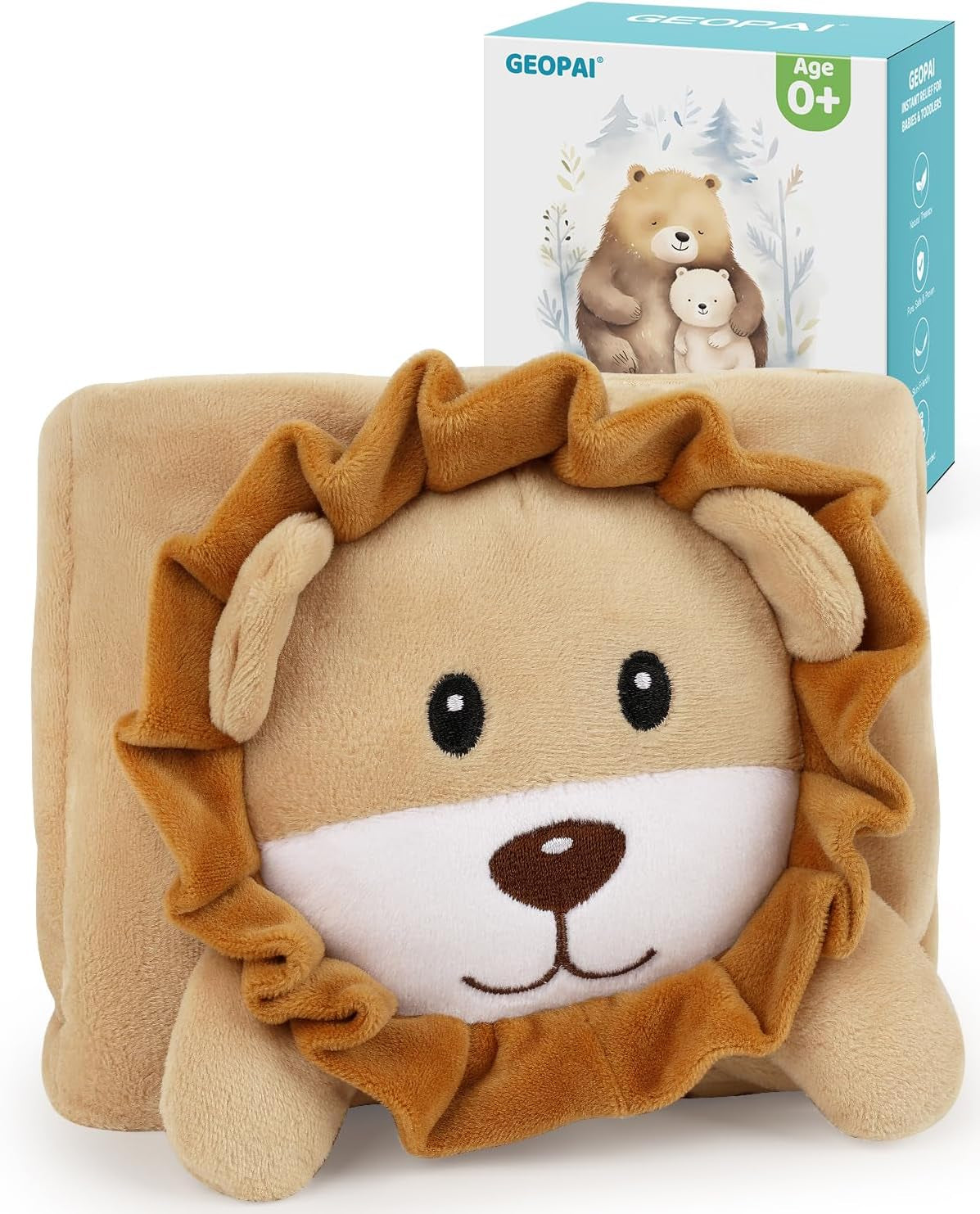 Baby Belly Band for Gas and Colic Relief, Flaxseed Baby Heated Tummy Wrap for Infants Colic Calm, Baby Heating Pad with Natural Warmth, Stomach Relief for Newborns to Toddlers for Fussy Infants (Lion)