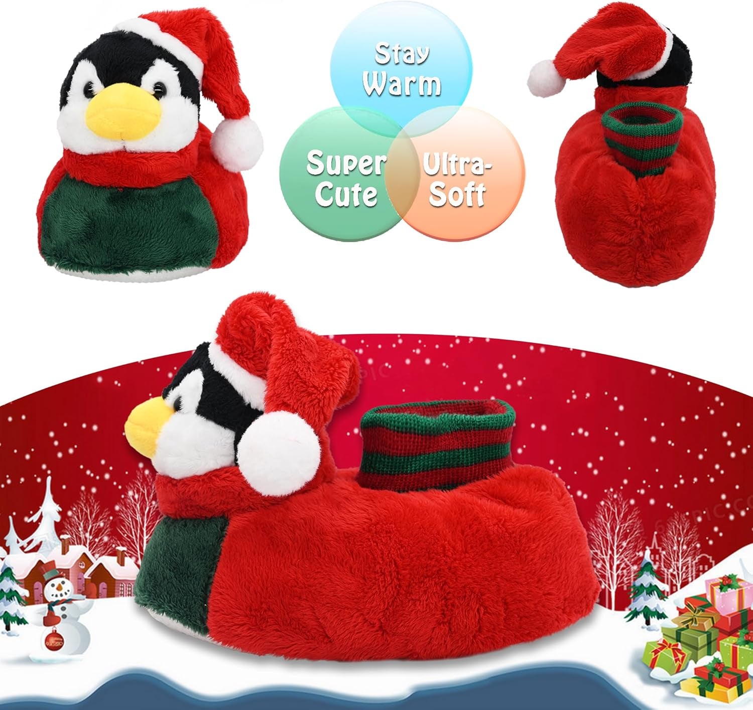 Fuzzy Animal Slippers for Toddler and Little Kids, Moose Giraffe Dog Slippers for Boys Girls