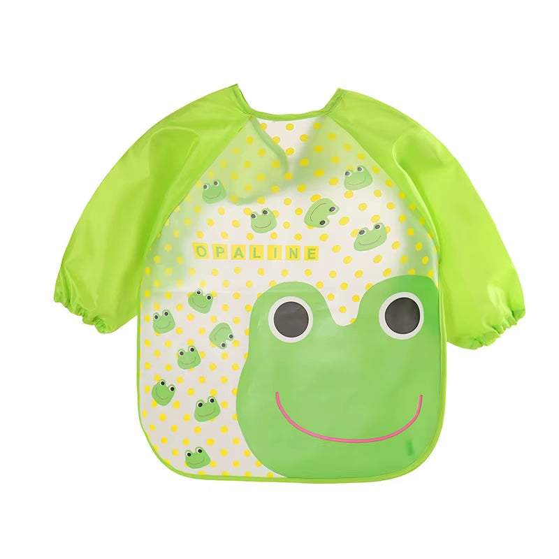 0-3 Years Baby EVA Waterproof Anti-Dirty Bib Long Sleeve Strap Coat Dirt Proof Soft Feeding Bib Cute Cartoon Pattern Burp Cloths
