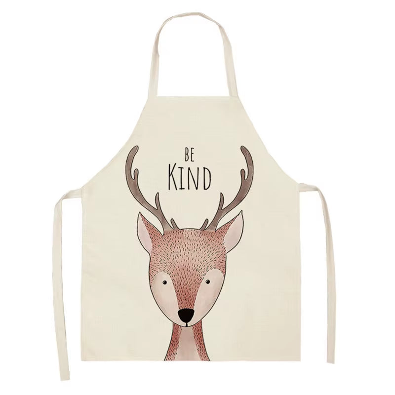 Cartoon Animal Style Cooking Apron for Children Home Sleeveless Cotton Linen Aprons Hedgehog Lion Pattern Custom Bib Room Aprons
