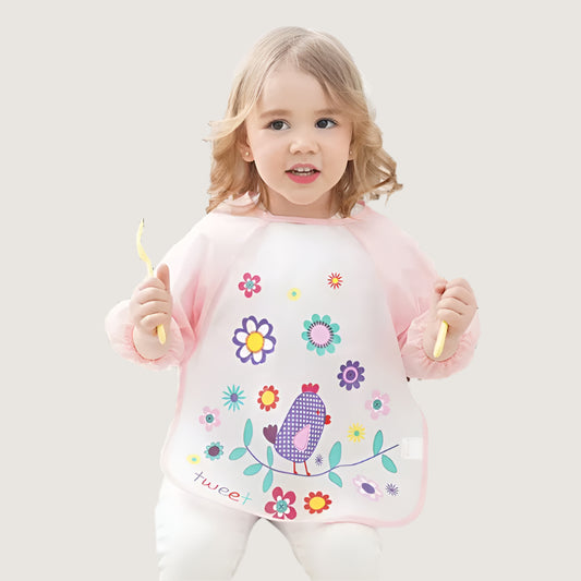 0-3 Years Baby EVA Waterproof Anti-Dirty Bib Long Sleeve Strap Coat Dirt Proof Soft Feeding Bib Cute Cartoon Pattern Burp Cloths