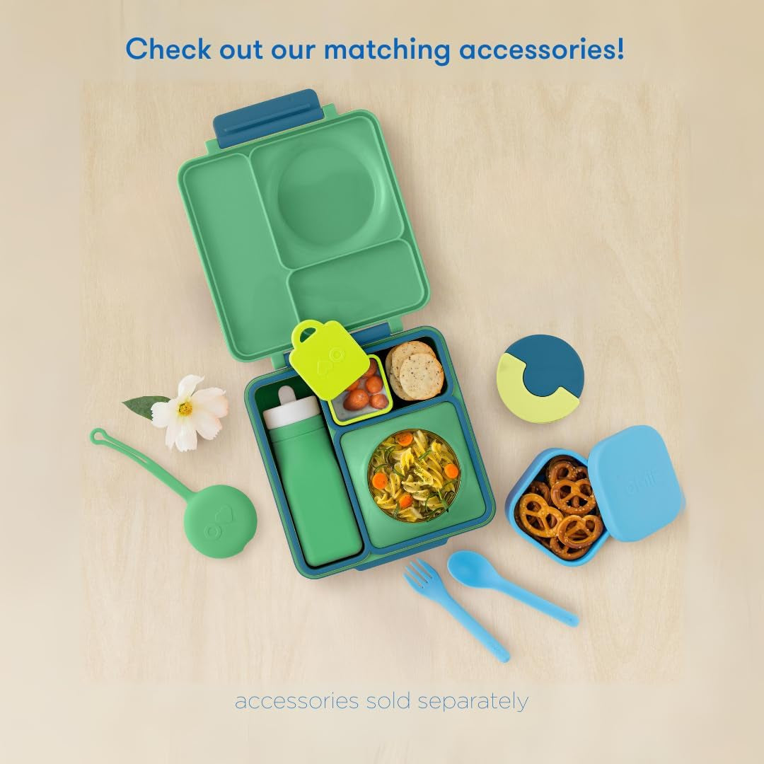 box Bento Box for Kids - Insulated Lunch Box with Leak Proof Thermos Food Jar - 3 Compartments, 2 Temperature Zones - (Meadow) (Single)
