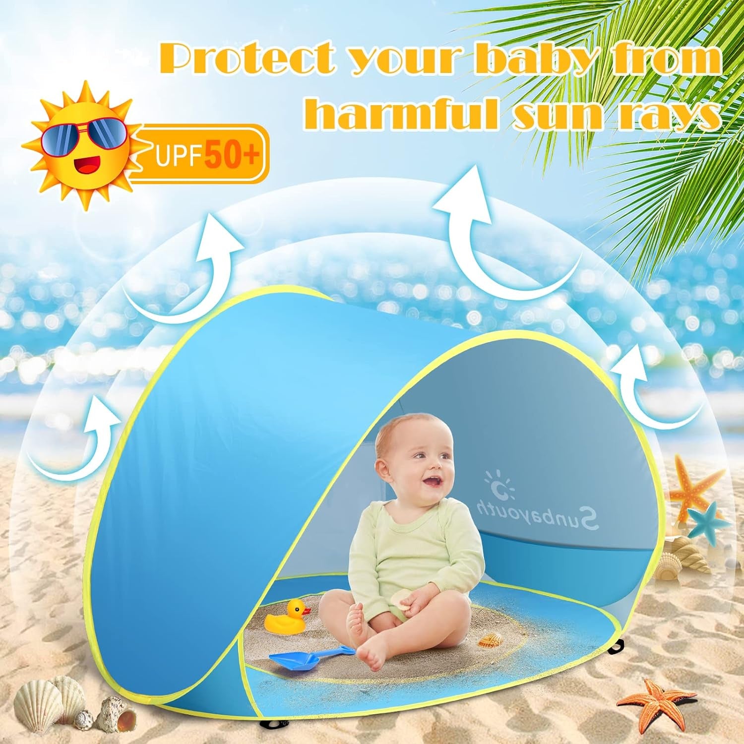 Baby Pool Tent, UV Protection Infant Pop up Sun Shelters Shade