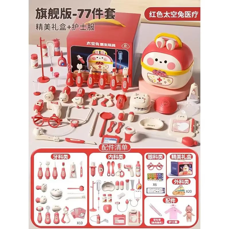 Bunnies Doctor Toys for Kids Hospital Nurse Doctor Role Play Kit Medical Dentist Kit Play Set Educational Toy Gift for Boy Girl