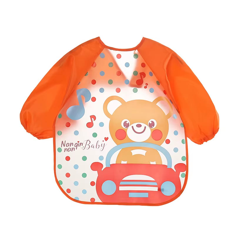 0-3 Years Baby EVA Waterproof Anti-Dirty Bib Long Sleeve Strap Coat Dirt Proof Soft Feeding Bib Cute Cartoon Pattern Burp Cloths