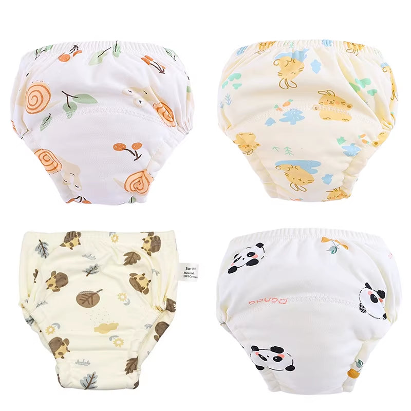 4PCS Baby Waterproof Diapers Pee Shorts Underwears Reusable Soft Ecological Cotton Toddler Potty Training Pants for Boys Girls