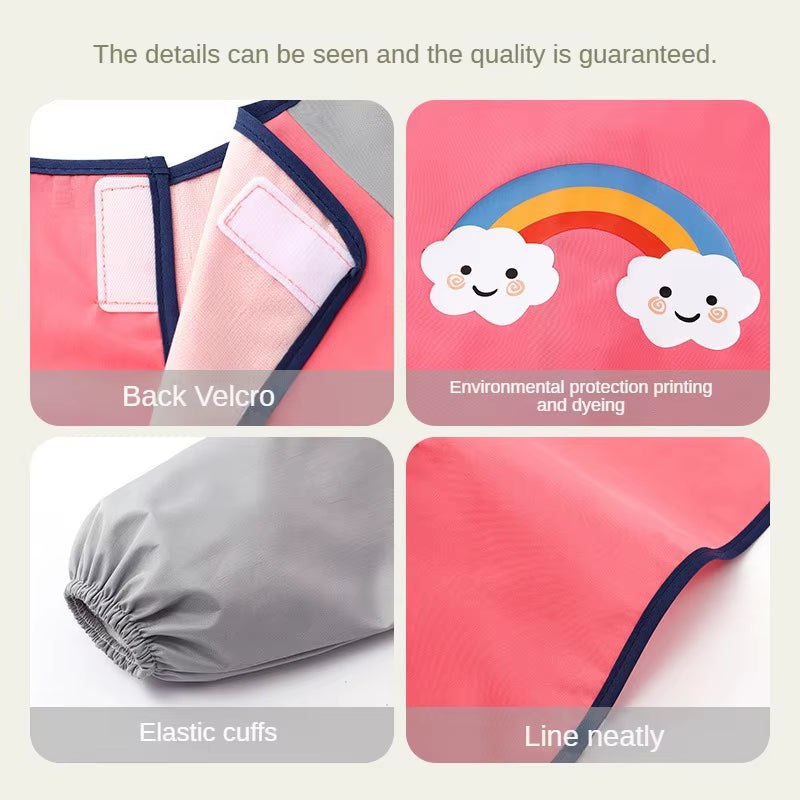 Children'S Waterproof Drawing Clothes Kindergarten Cover Dining Bib Waterproof Reverse Dressing Boys' and Girls' Aprons