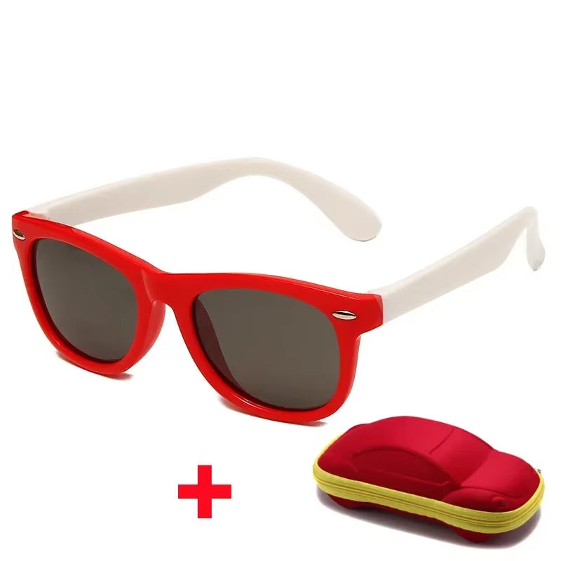 Baby Silicone Sunglasses with Glasses Box Boys Girls Outdoor Goggles Sun Glasses AC Lens Safety Glasses and Cases Gift for Kids