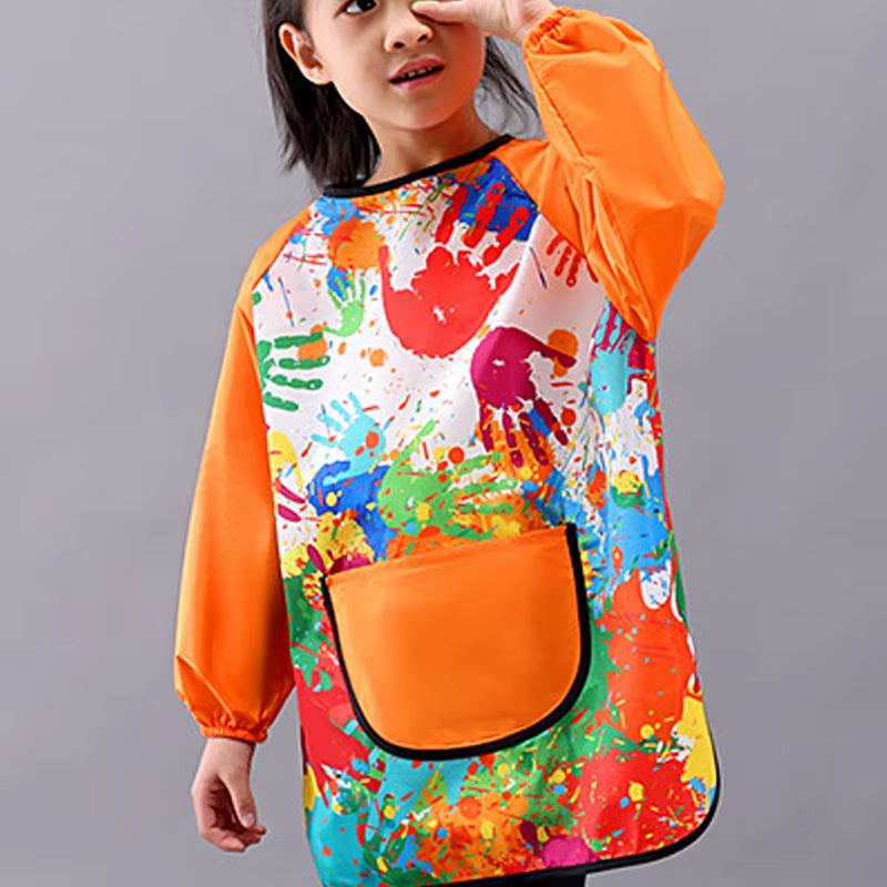 Kids Boys Girls Art Painting Waterproof Drawing Crafts Kindergarten Coat Long Sleeved Apron Feeding Smock for Children Aprons