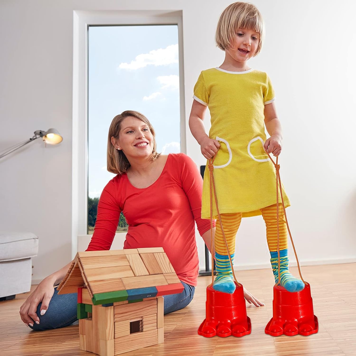 Balancing Stilts for Kids, 4 Pairs Walking Stilts Monster Feet for Balance and Coordination, Toys for Girls & Boys for Age 4-10 Years Old Indoor or Outdoor Play (8 Stilts Total)