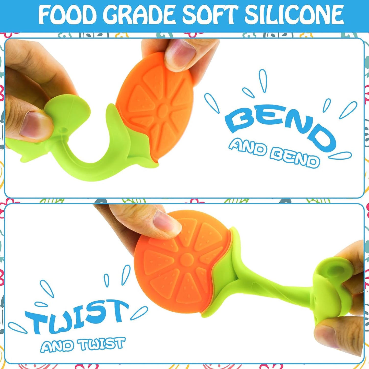 Teething Toys (5 Pack) - Infant Teething Keys Set, Bpa-Free, Natural Organic Freezer Safe for Infants and Toddlers, Silicone Baby Teethers