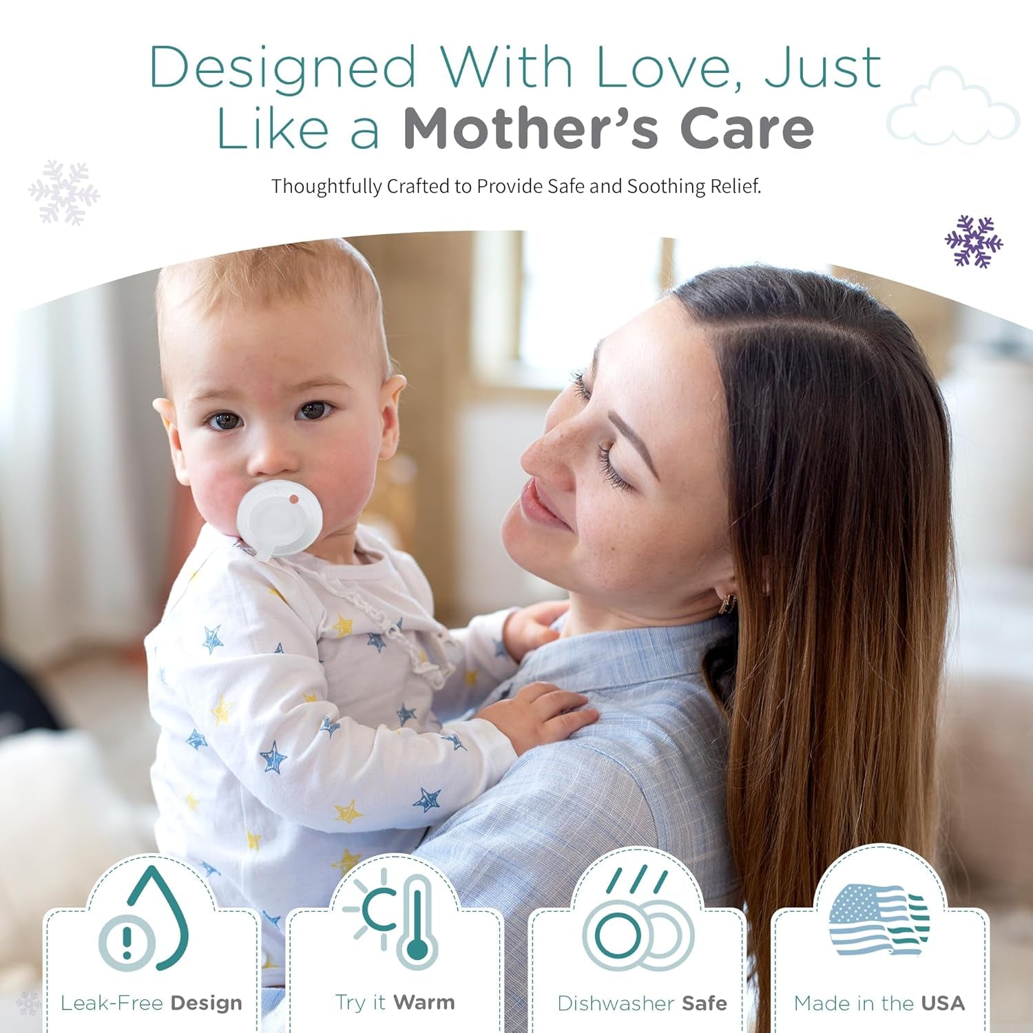 Freezable Pacifier for Teething - Silicone Teething Pacifier for Baby Teething Relief - Safe Infant Pacifier with Cooling Effect - Easy to Clean & Medical Grade BPA Free - for Babies 0-9 Months