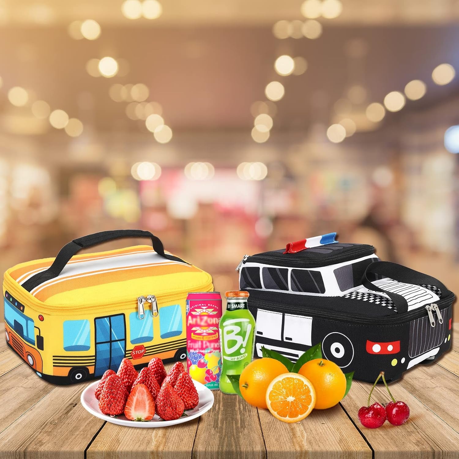 Lunch Box Kids Boys Girls Cute Insulated Lunch Box Reusable Lunch Bag Meals Tote Lunchbox for School Picnic Travel (Bus Yellow)
