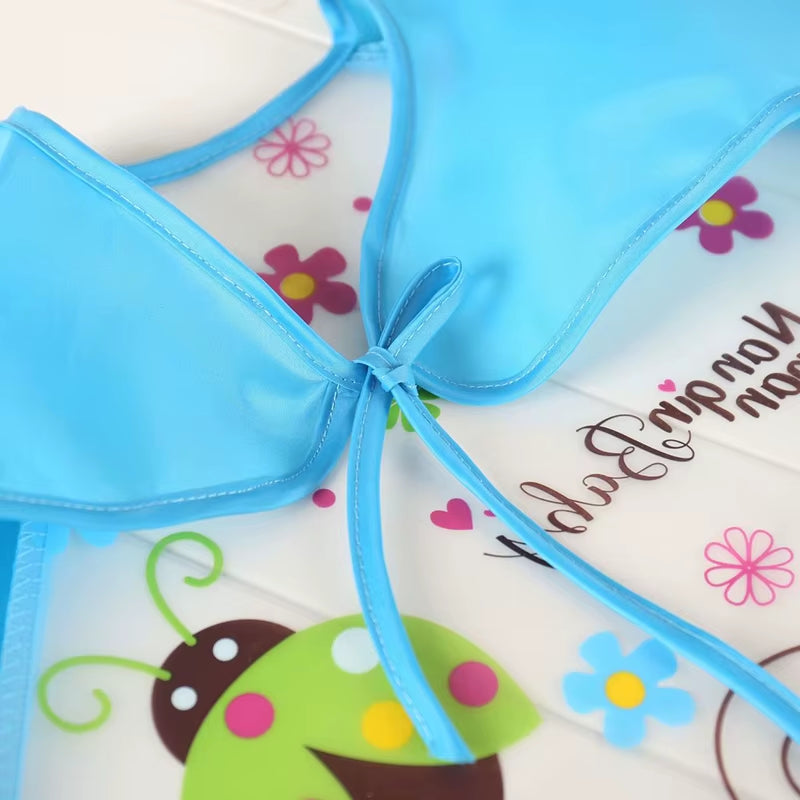 0-3 Years Baby EVA Waterproof Anti-Dirty Bib Long Sleeve Strap Coat Dirt Proof Soft Feeding Bib Cute Cartoon Pattern Burp Cloths