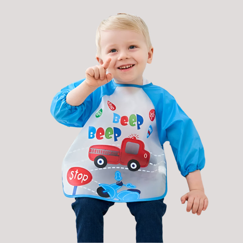 0-3 Years Baby EVA Waterproof Anti-Dirty Bib Long Sleeve Strap Coat Dirt Proof Soft Feeding Bib Cute Cartoon Pattern Burp Cloths
