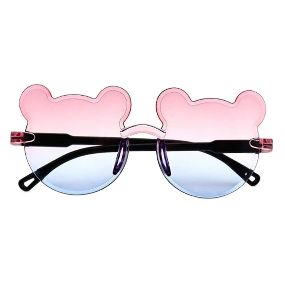 New Kids Sunglasses Cartoon Bear Sunglasses for Boy Girl Children Rimless Sunglasses UV375 Sunglasses Outdoor Anti-Glare Eyewear