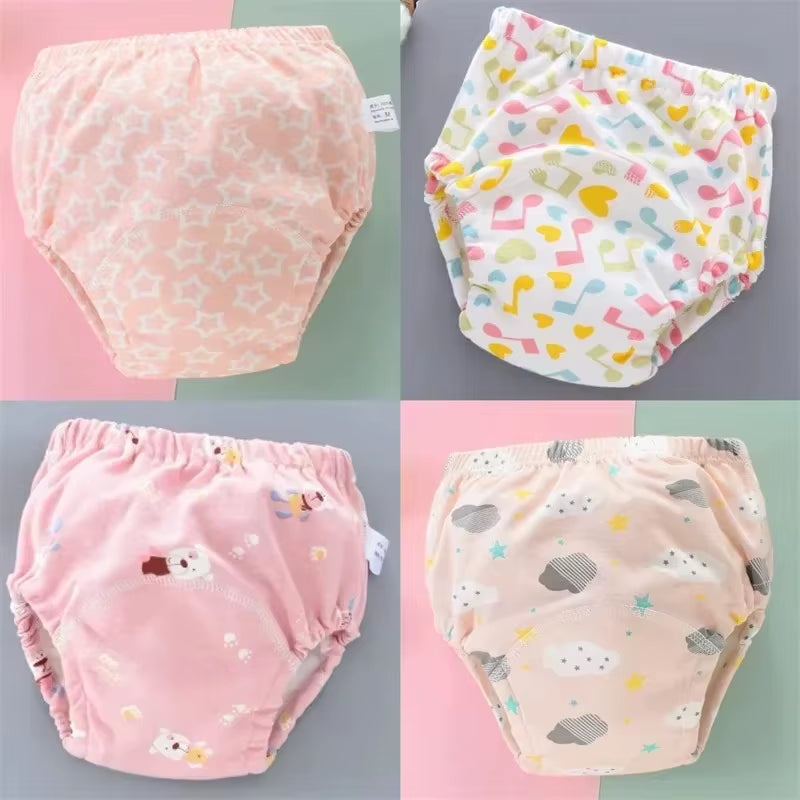 4PCS Baby Waterproof Diapers Pee Shorts Underwears Reusable Soft Ecological Cotton Toddler Potty Training Pants for Boys Girls