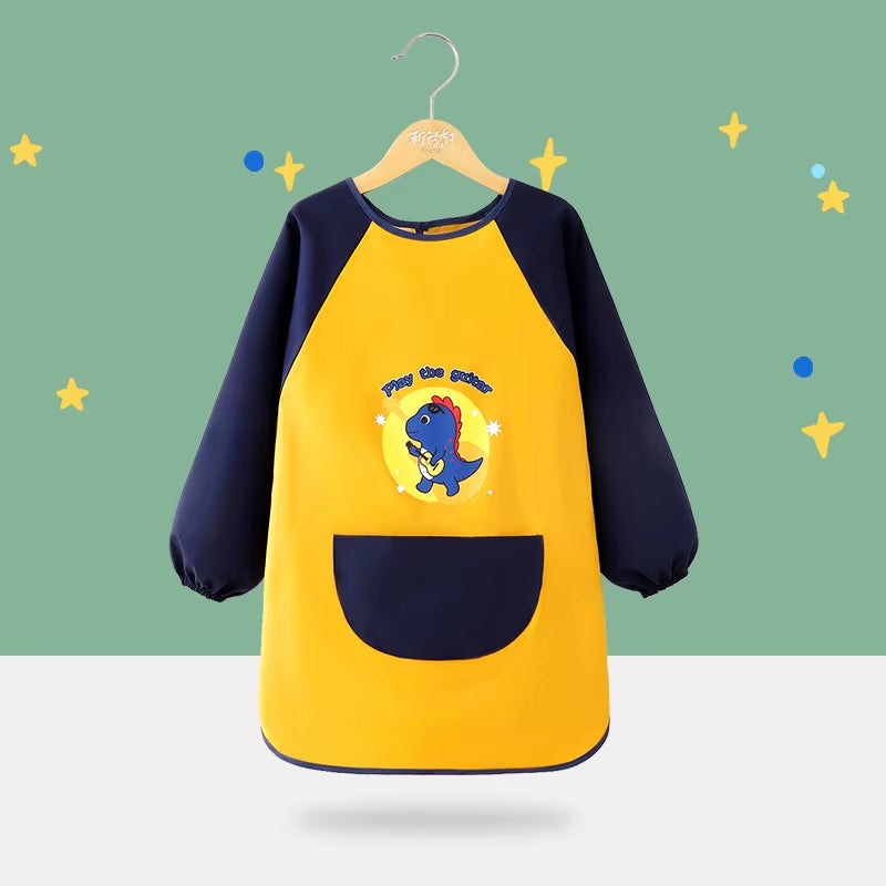 Children'S Waterproof Drawing Clothes Kindergarten Cover Dining Bib Waterproof Reverse Dressing Boys' and Girls' Aprons