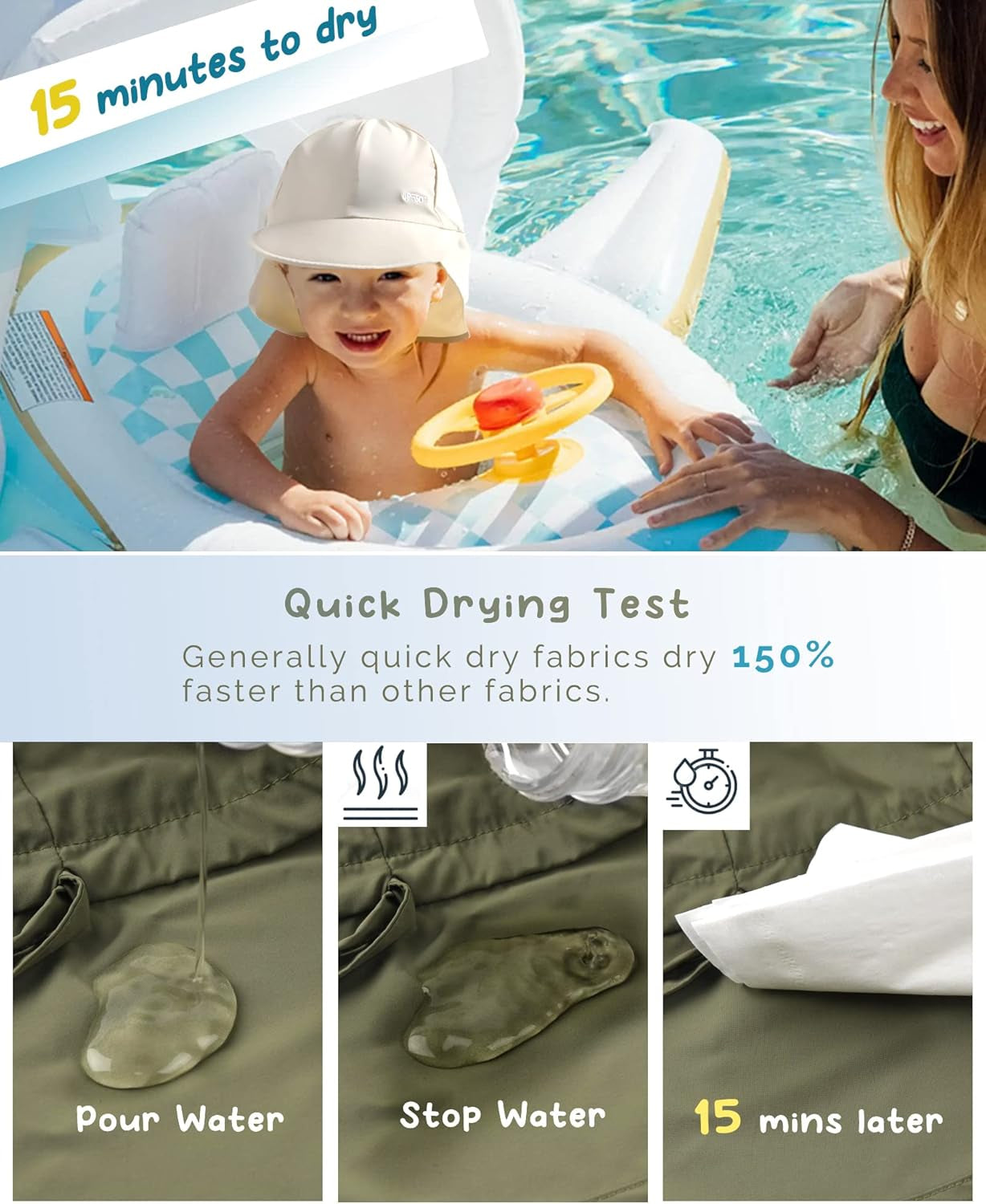 Baby Sun Hat with Neck Flap UPF 50+ Adjustable Baby Boys Girls Summer Beach Hat for Traveling Swim Hat