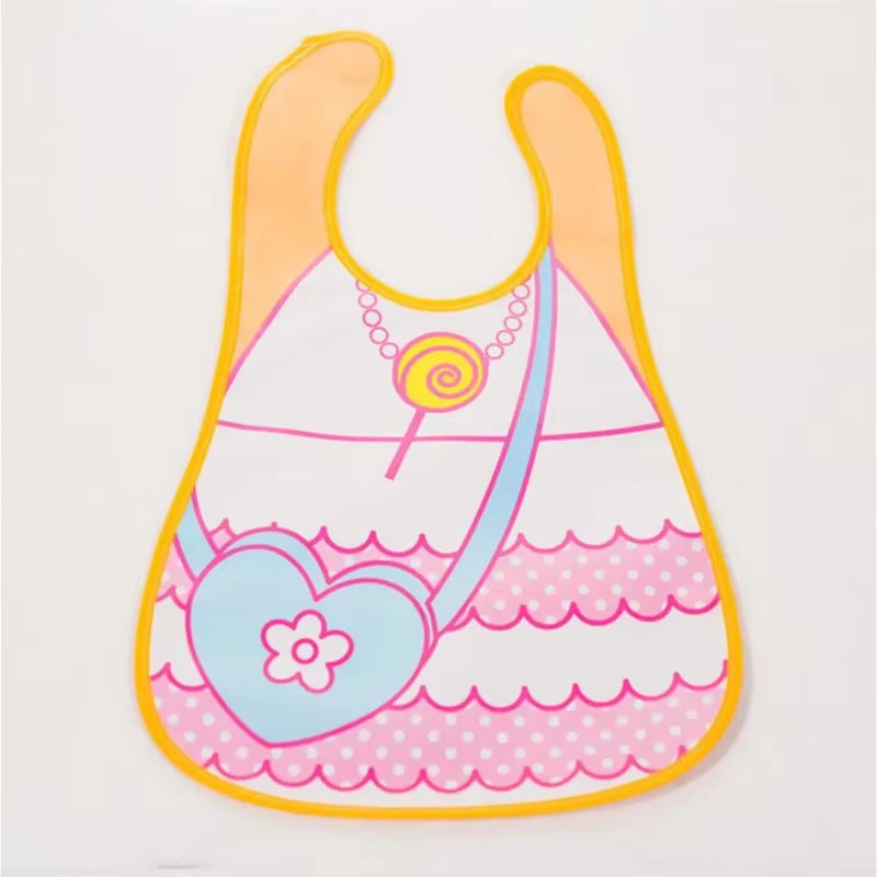 Adjustable Baby Bibs EVA Plastic Waterproof Lunch Feeding Bibs Baby Cartoon Feeding Cloth Children Baby Apron Babador De Bebe