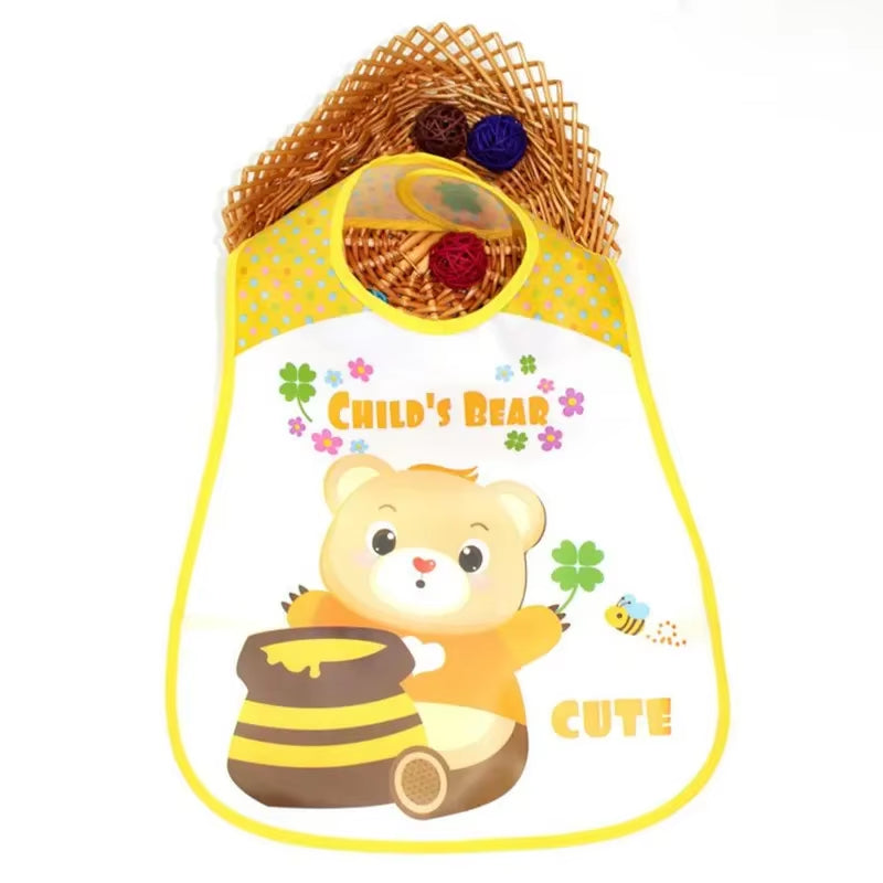 Adjustable Baby Bibs EVA Plastic Waterproof Lunch Feeding Bibs Baby Cartoon Feeding Cloth Children Baby Apron Babador De Bebe