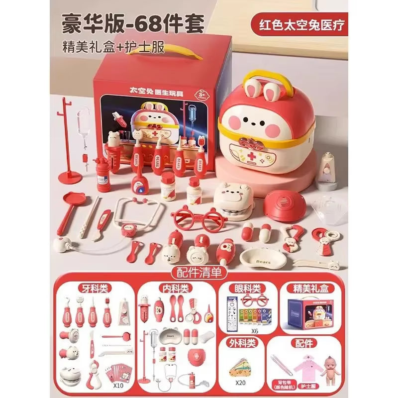 Bunnies Doctor Toys for Kids Hospital Nurse Doctor Role Play Kit Medical Dentist Kit Play Set Educational Toy Gift for Boy Girl