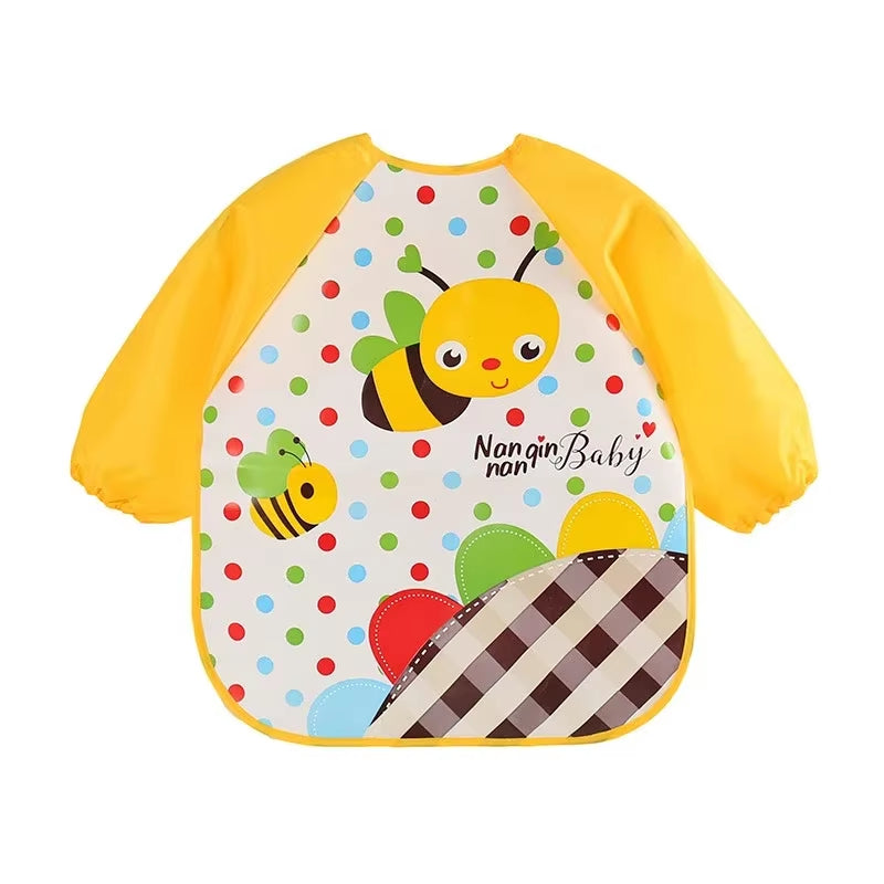 0-3 Years Baby EVA Waterproof Anti-Dirty Bib Long Sleeve Strap Coat Dirt Proof Soft Feeding Bib Cute Cartoon Pattern Burp Cloths