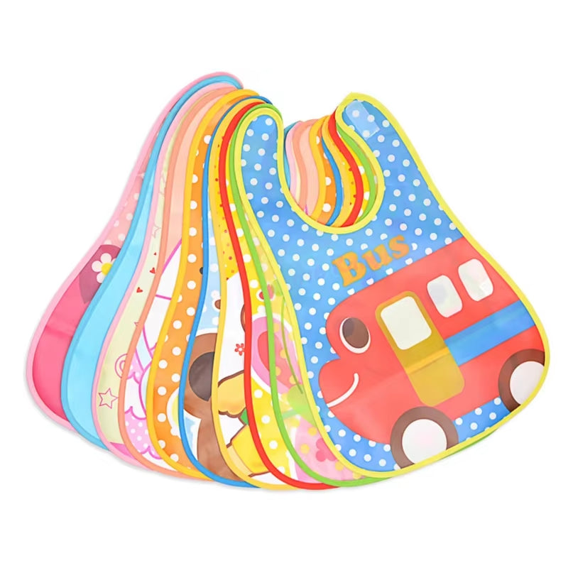 Adjustable Baby Bibs EVA Plastic Waterproof Lunch Feeding Bibs Baby Cartoon Feeding Cloth Children Baby Apron Babador De Bebe