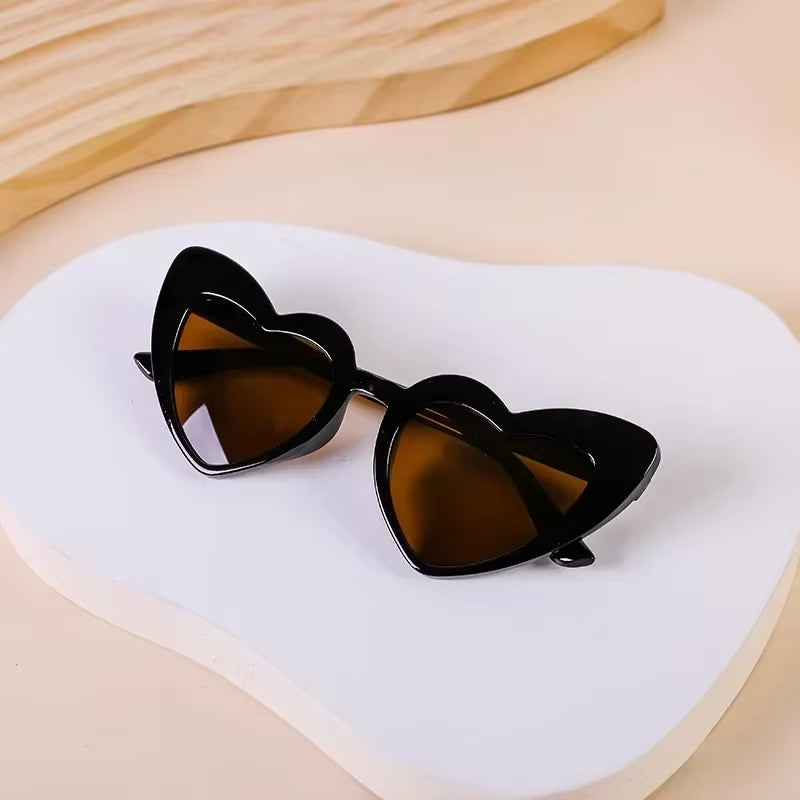 2Pcs 2025 Children'S Heart-Shaped Sunglasses Fashion Girls Uv-Proof Korean Version of Outdoor Leisure Love Glasses