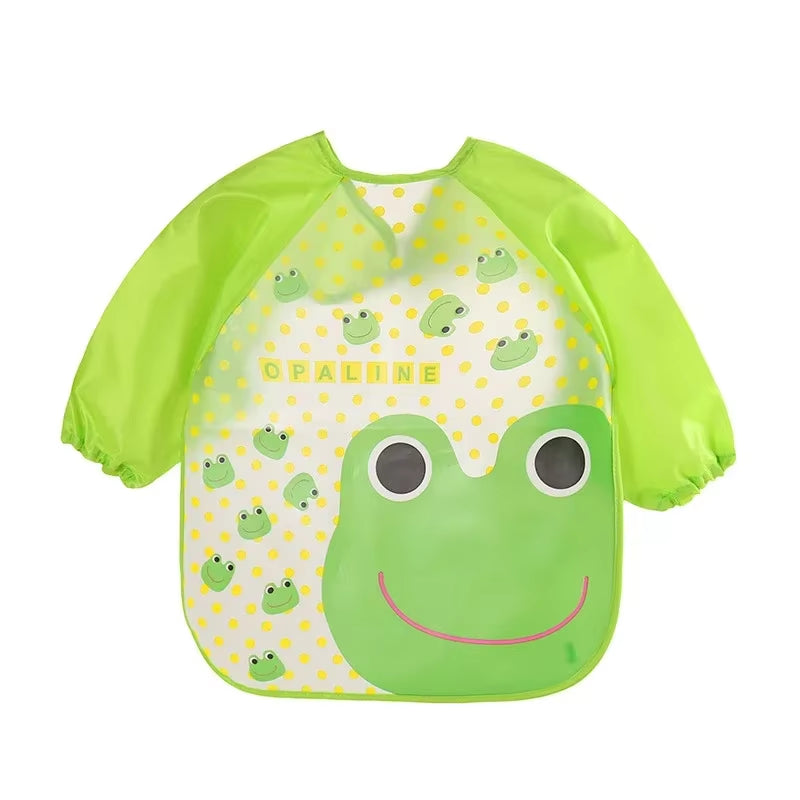 0-3 Years Baby EVA Waterproof Anti-Dirty Bib Long Sleeve Strap Coat Dirt Proof Soft Feeding Bib Cute Cartoon Pattern Burp Cloths