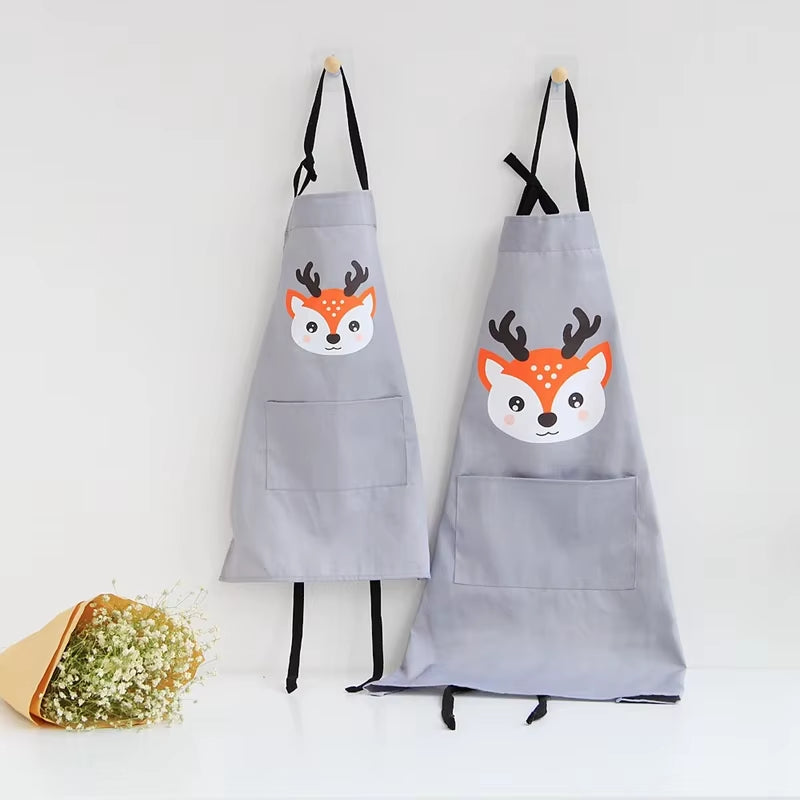 Kids Cartoon Apron Kitchen Apron Waterproof Cotton Linen Cloth Restaurant Cooking BBQ Bib Kids Apron Home Cleaning Tools