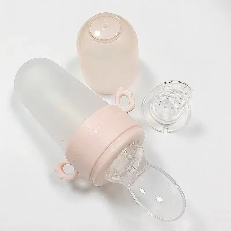 40Ml Kid Food Supplement Training Feeder Cups Baby Feeding Bottles Spoon Child Silicone Pacifier Bottle Fruit Bite Bag