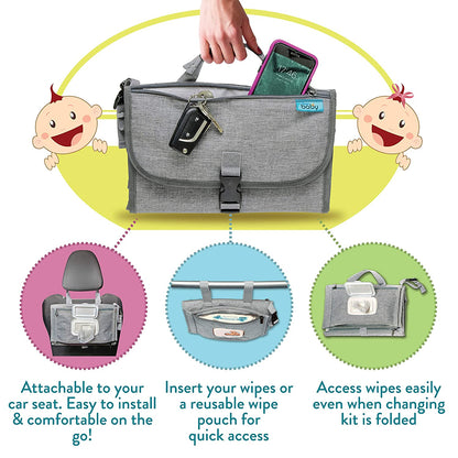 Portable Diaper Changing Pad, Portable Changing Pad for Newborn Girl & Boy - Baby Changing Pad with Smart Wipes Pocket – Waterproof Travel Changing Kit - Baby Gift by