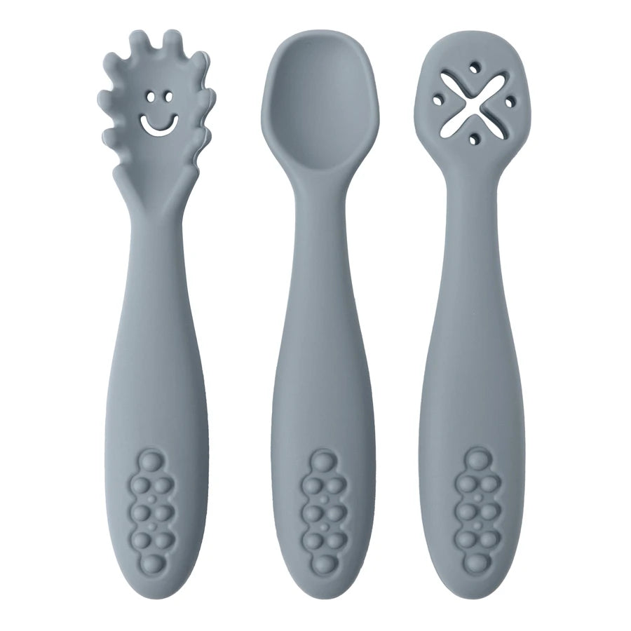 3PCS Silicone Spoon Fork for Baby Utensils Set Feeding Food Toddler Learn to Eat Training Soft Fork Cutlery Children'S Tableware