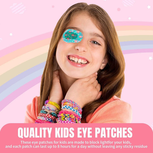 60 Pcs Adhesive Eye Patches for Kids Light Blocking Cute Girls Designs Cotton Ad