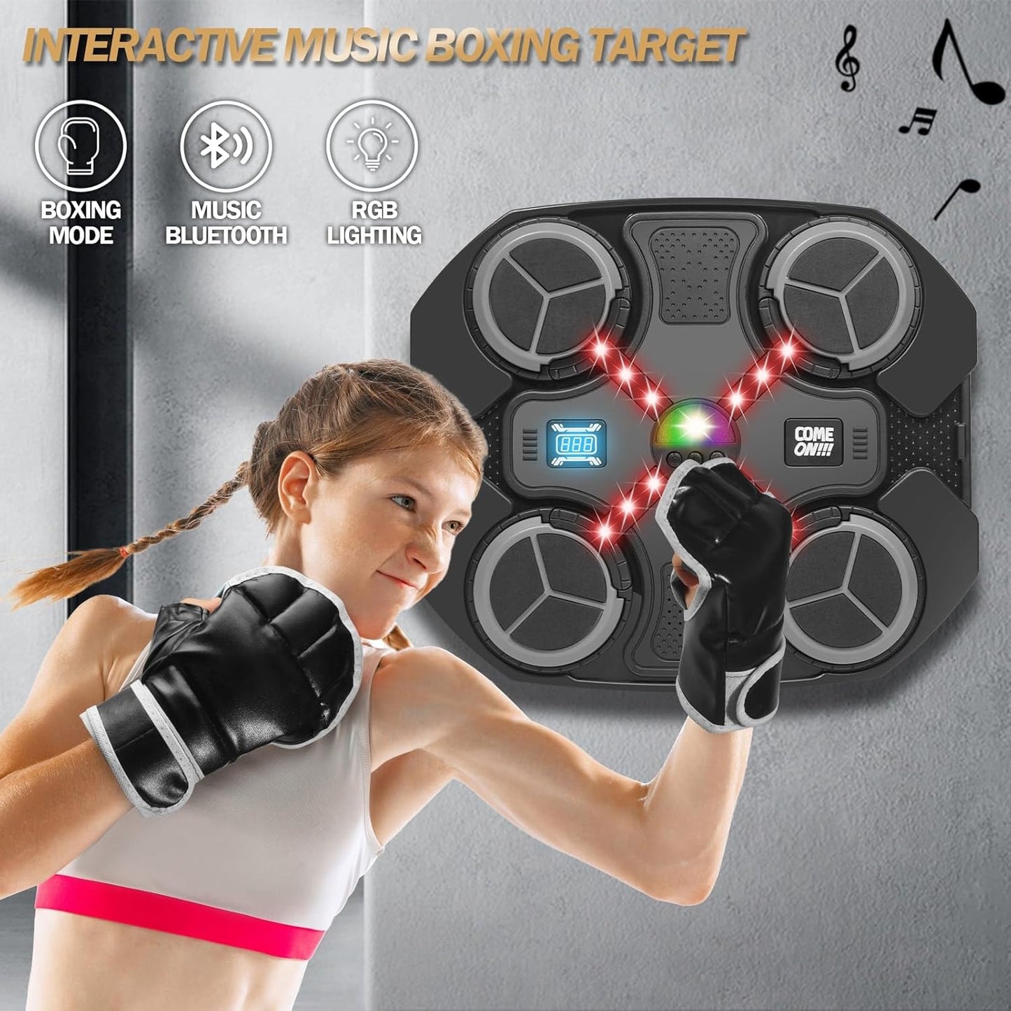 Music Boxing Machine for Kids, Wall Mounted Bluetooth Smart Punching Target with Scoring Function Sports Toy for Kids, Music Boxing Target Workout Punching Equipment for Home