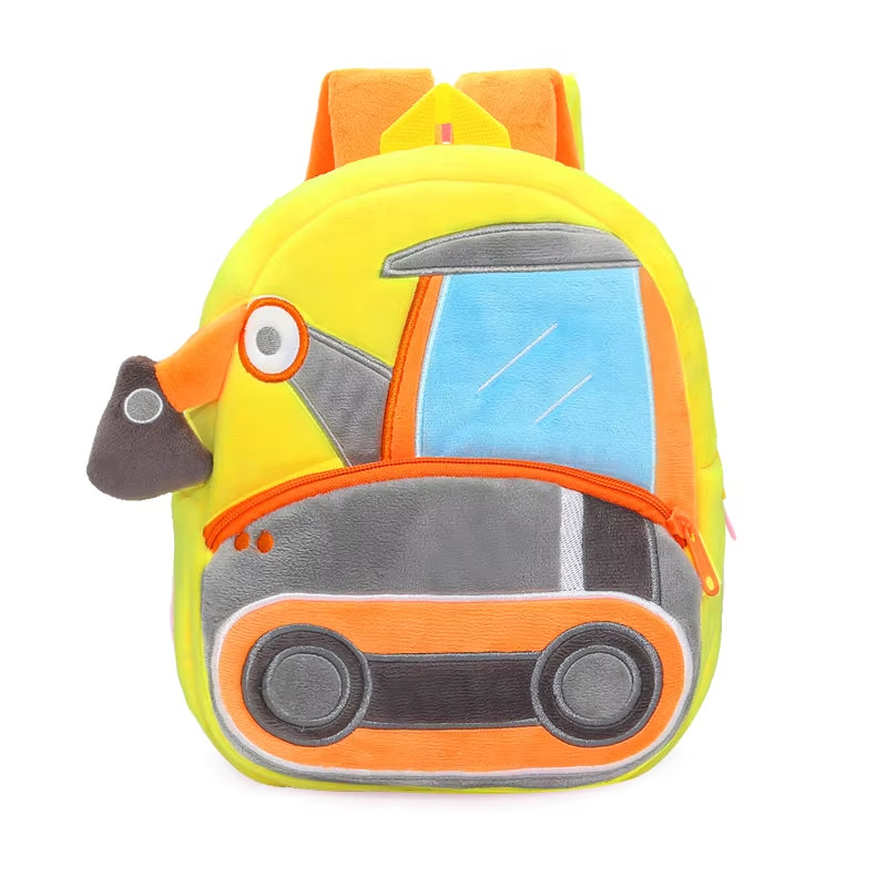 2-4 Years Old Kids Engineering Backpack Cartoon Excavator Backpack Plush Kids Small School Bag Toy Backpack