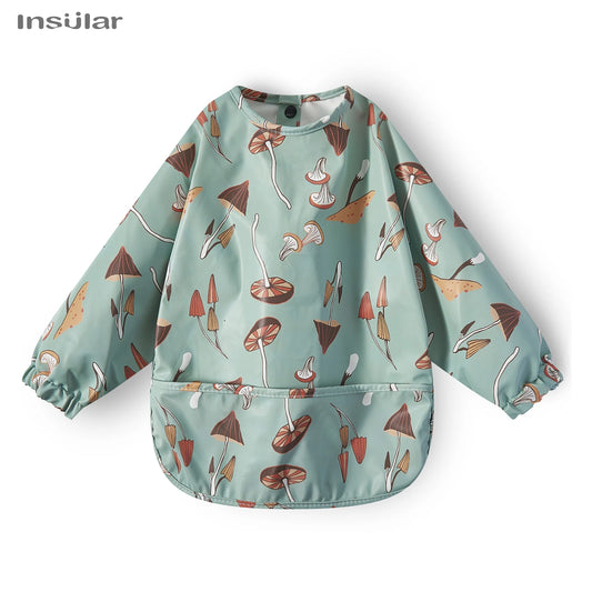 New Children Feeding Aprons Long Sleeve Baby Bib with Pocket Full Cover Baby Bibs with Pocket Waterproof Long Sleeve Bibs